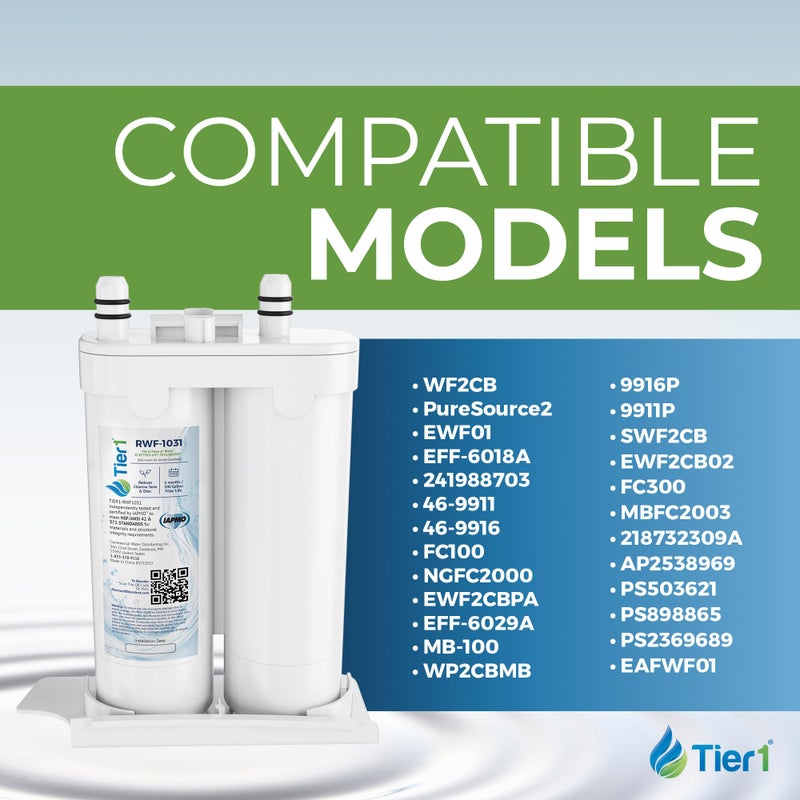 Tier1 RWF1031 WF2CB Refrigerator Water Filter | Replacement for PureSource2 WF2CB & EWF01 Fridge Filter - Up to 12 Months Supply | Easy Install | Odor Control | Clean & Great Tasting Water (2-pk) - Image 3